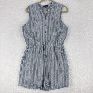 Kelly Renee Linen‎ Rayon Blend Romper Womens Sleeveless Casual Button-Up Size L